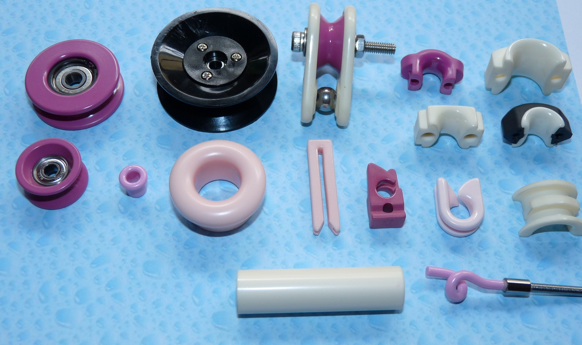 Ceramic eyelets, pulleys, wire guides